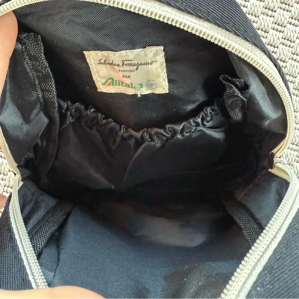 Salvatore Ferragamo alitalia magnifica black cosmetic bag / clutch